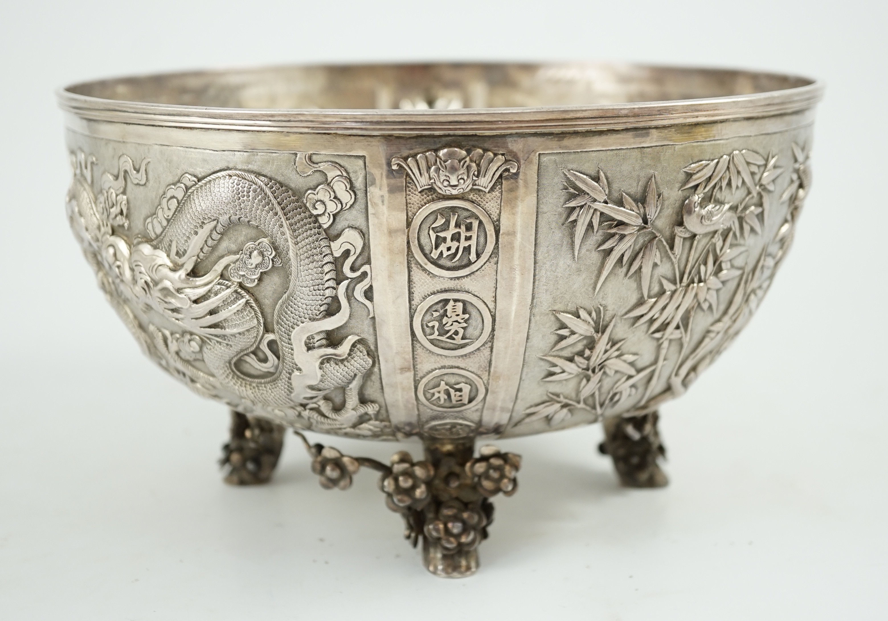 A late 19th/early 20th century Chinese Export silver rose bowl